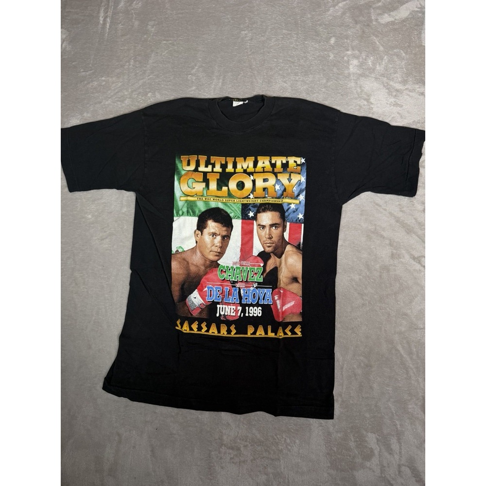 Caesars Boxing T-Shirt Ultimate Glory Chavez vs De La Hoya June 7 1996 Black L